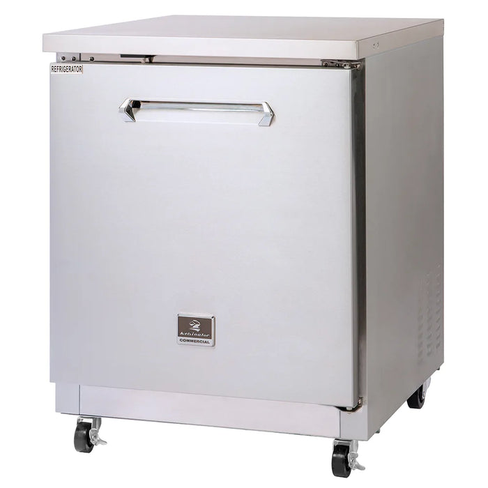 Kelvinator Commercial Undercounter Refrigerator with Hinged Solid Doors and Side / Rear Breathing Compressor -115V