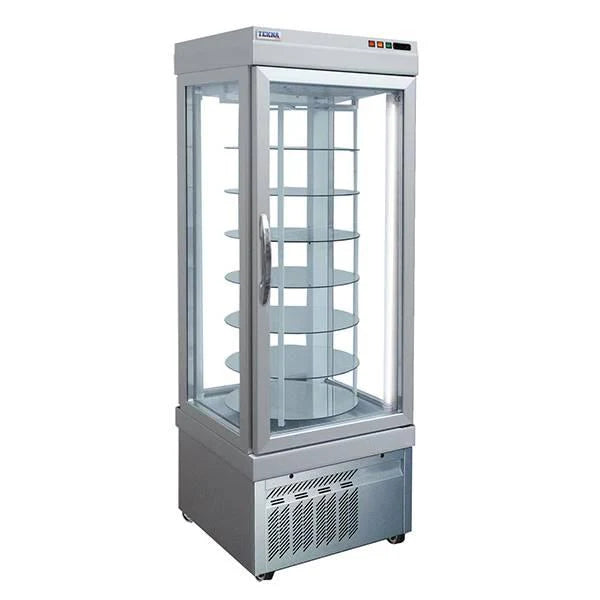 AMPTO 4401 NFP Revolving 4 Sided Glass Merchandiser Refrigerated