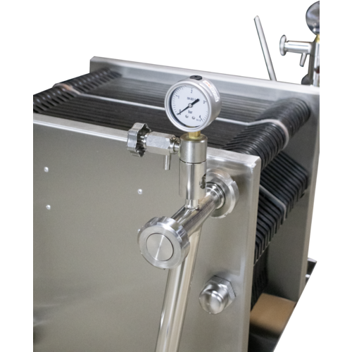 BevBright Plate Filter | Noryl Plates | 40x40 | 20 Plate | Double Filtration Plate | Stainless Rolling Cart | 2,000L/h