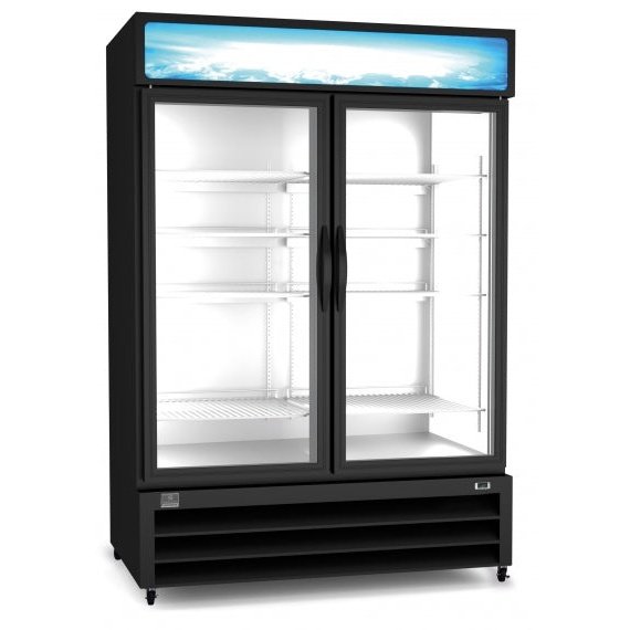 Kelvinator Commercial Merchandiser Refrigerator with Sliding Glass Door, Black, 120v